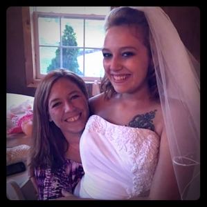 Wedding dress and veil